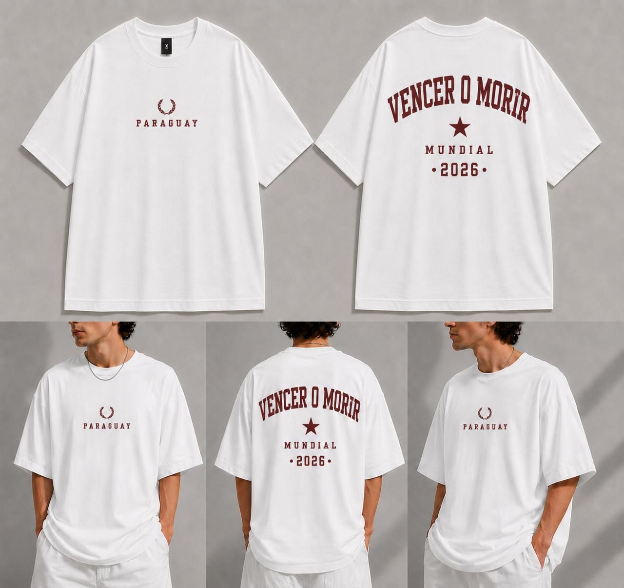 Camiseta MIPY Mundial 2026 blanca - Paraguay Vencer o Morir